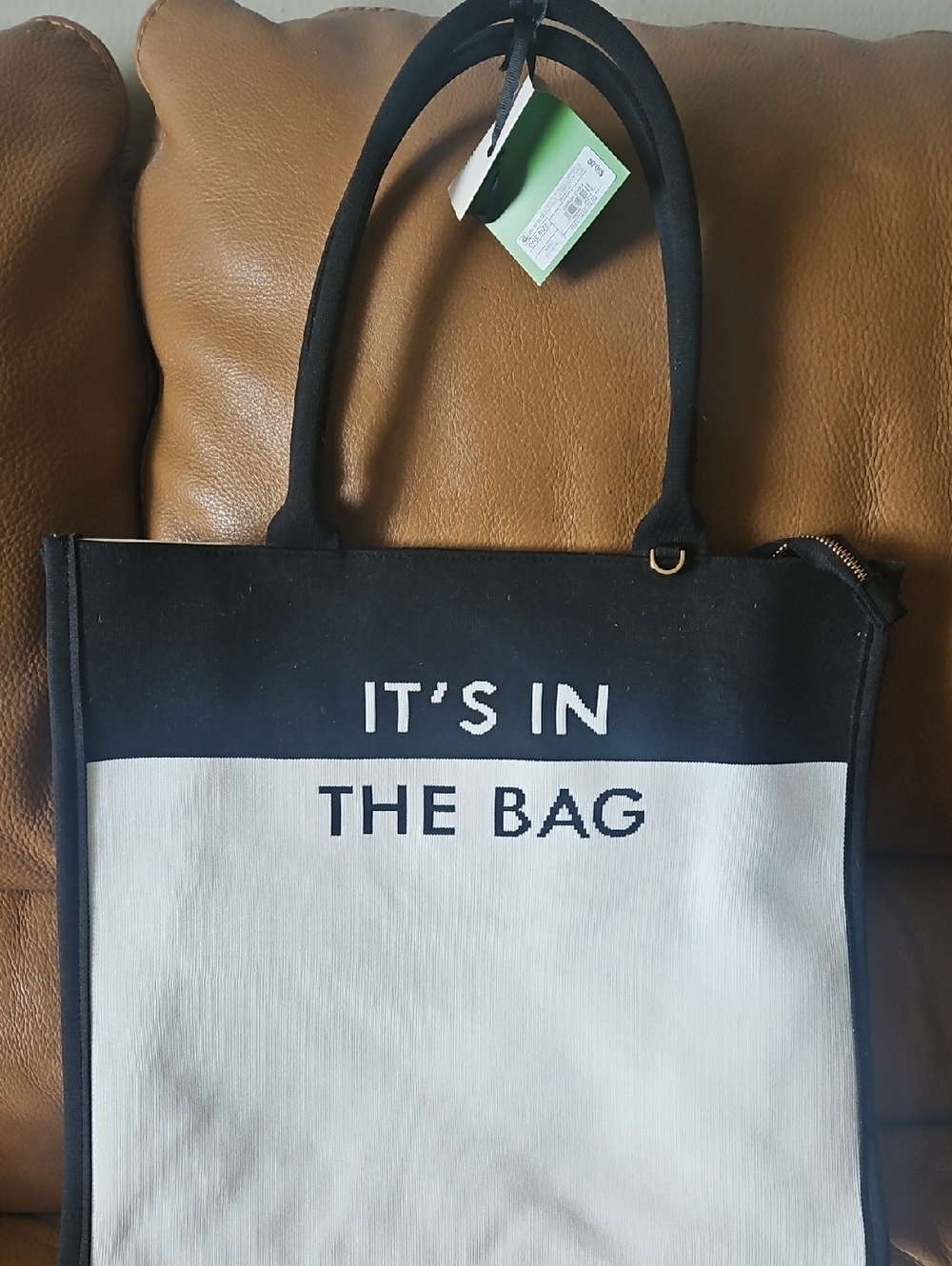 Kate Spade - Canvas Tote Bag - Black & White "It's In The Bag"